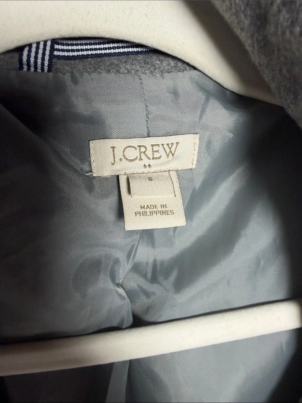 J. Crew women’s Light Gray Wool Blend Asymmetric Zip Pea Coat beautiful - Picture 2 of 7